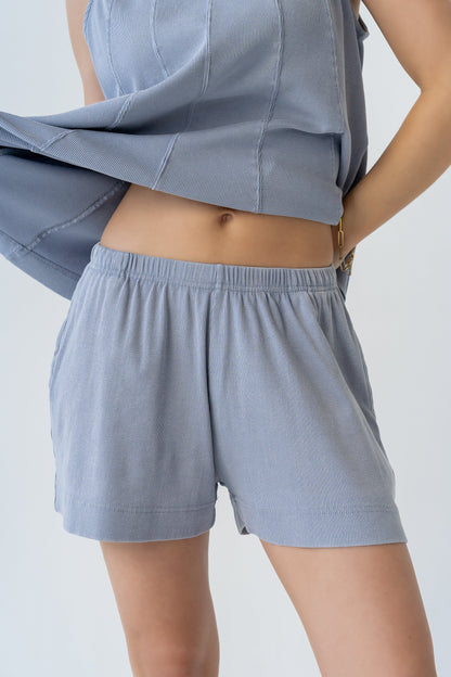 Kaytee Ribbed Shorts in Blue
