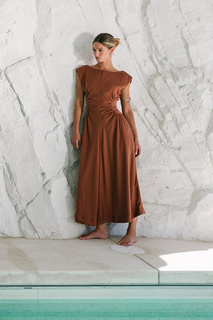 Nora Midi Dress in Terracotta