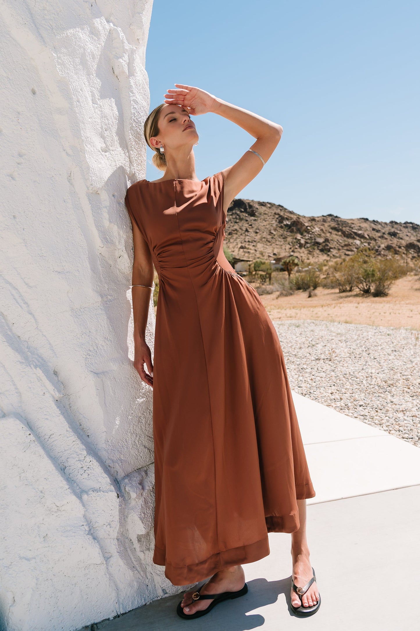 Nora Midi Dress in Terracotta