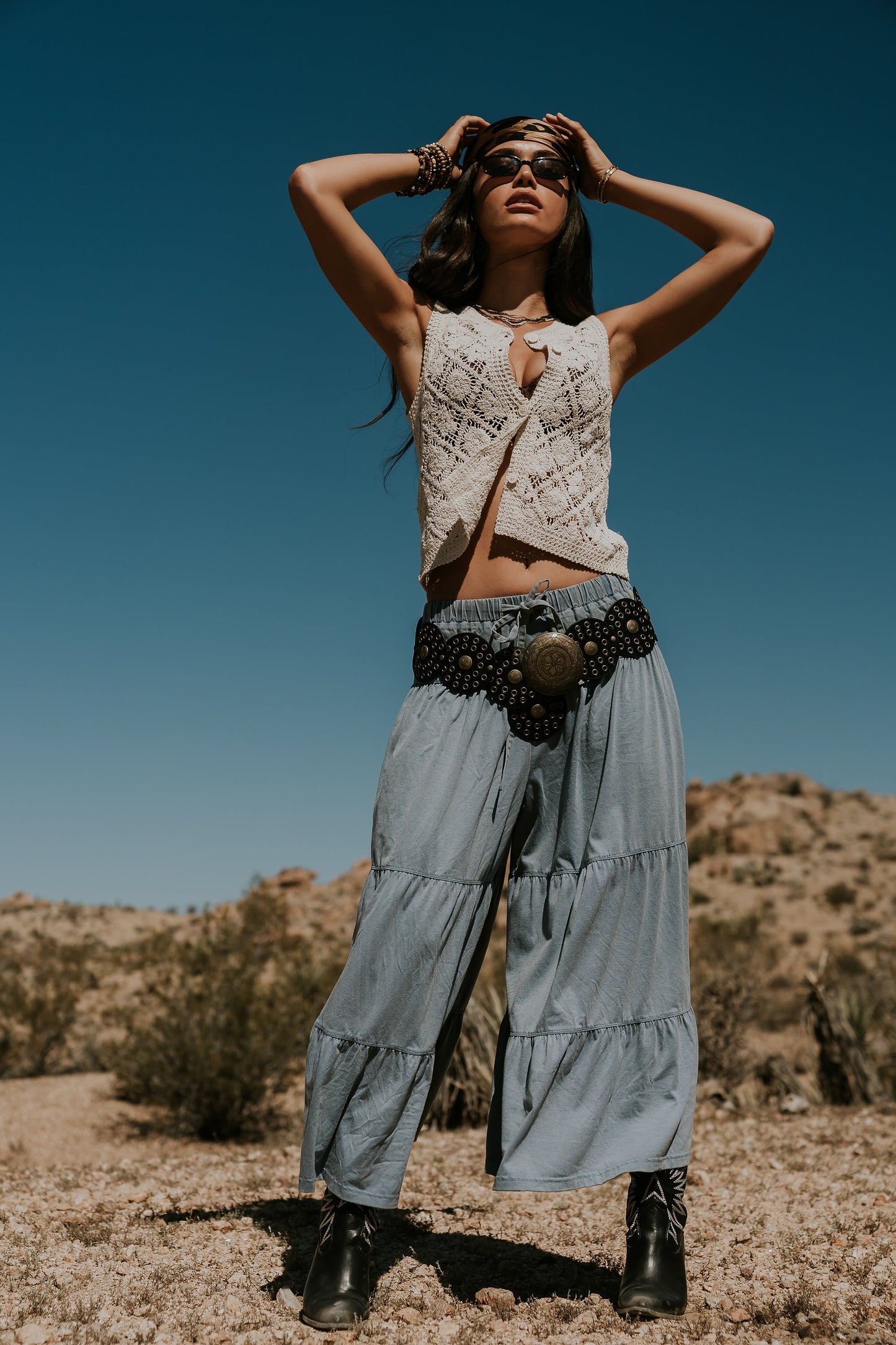 Asha Tiered Pants in Blue
