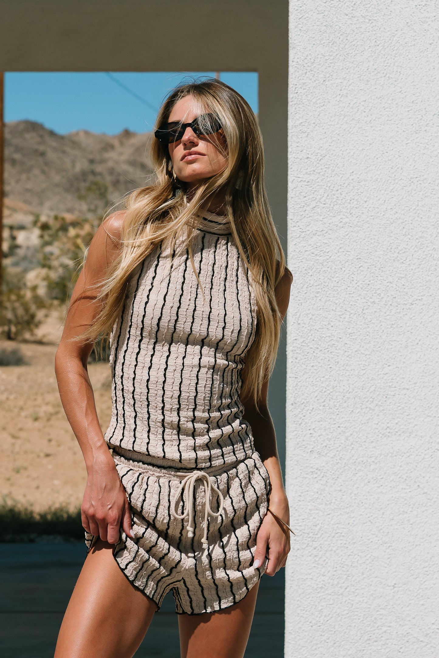 Willow Textured Shorts in Beige