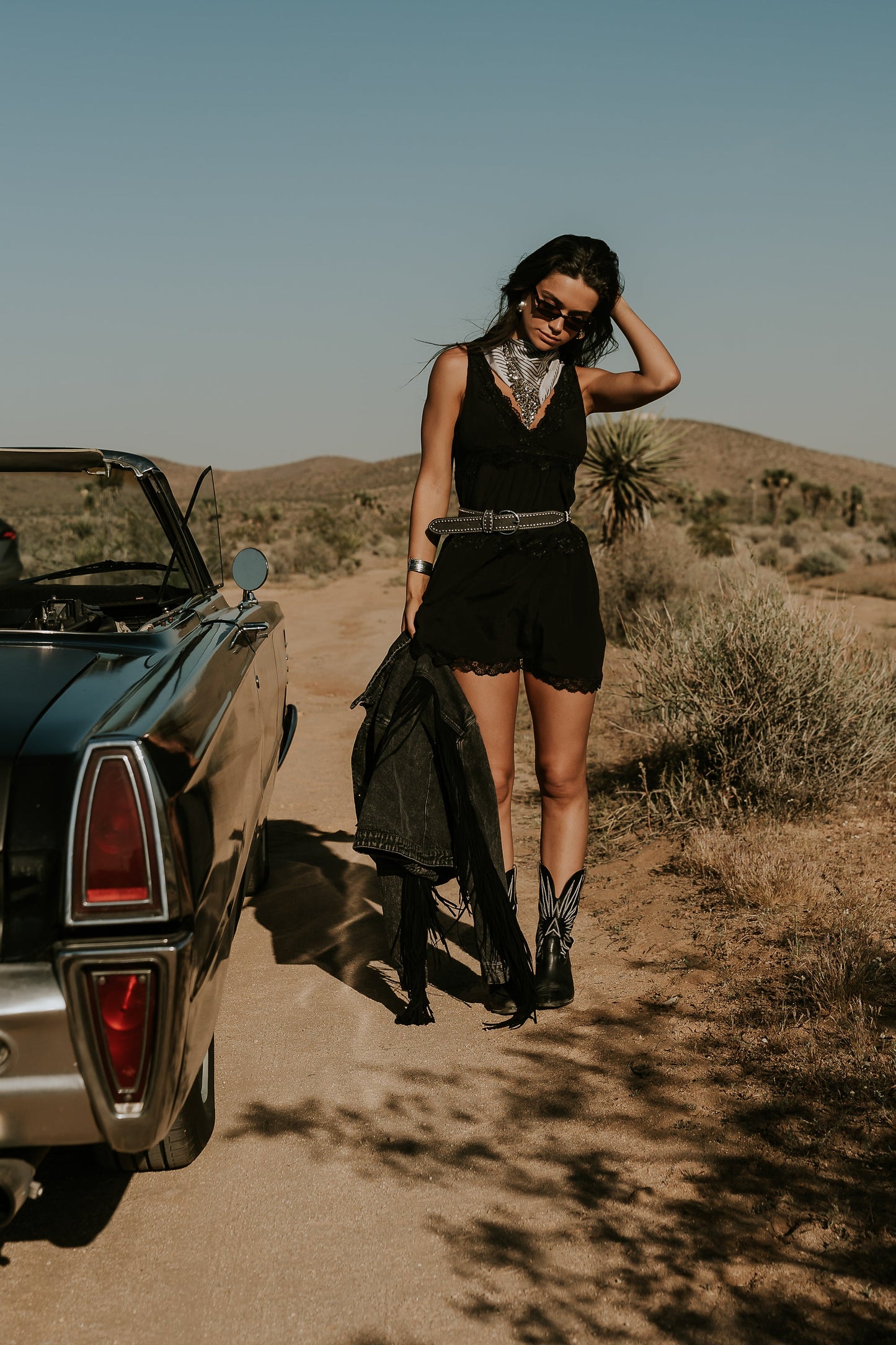 Quinny Lace Trim Mini Dress in Black
