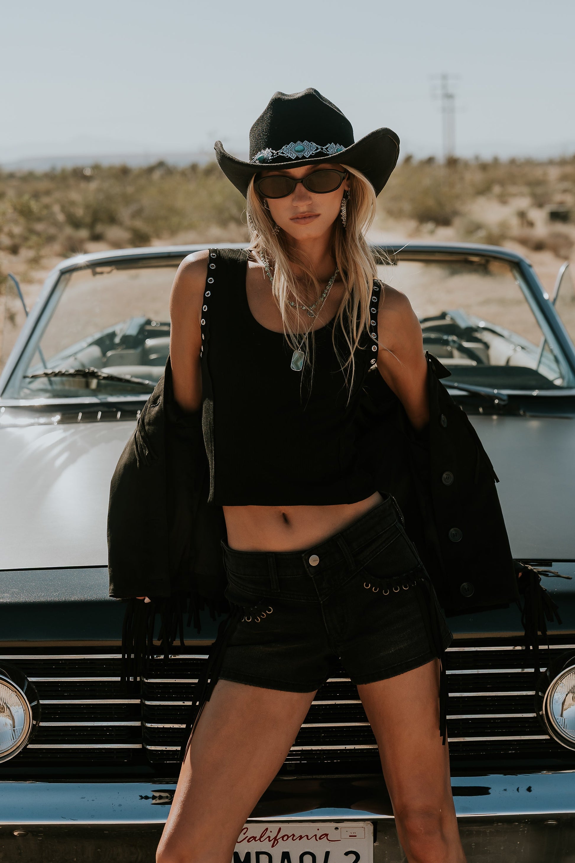 Leia Fringe Micro Shorts in Black
