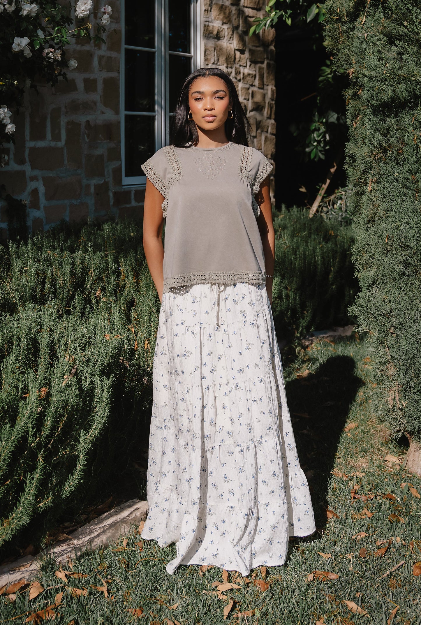 Maisey Embroidered Top in Green