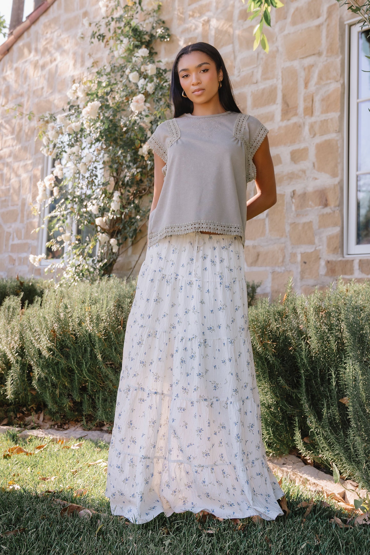 Maisey Embroidered Top in Green