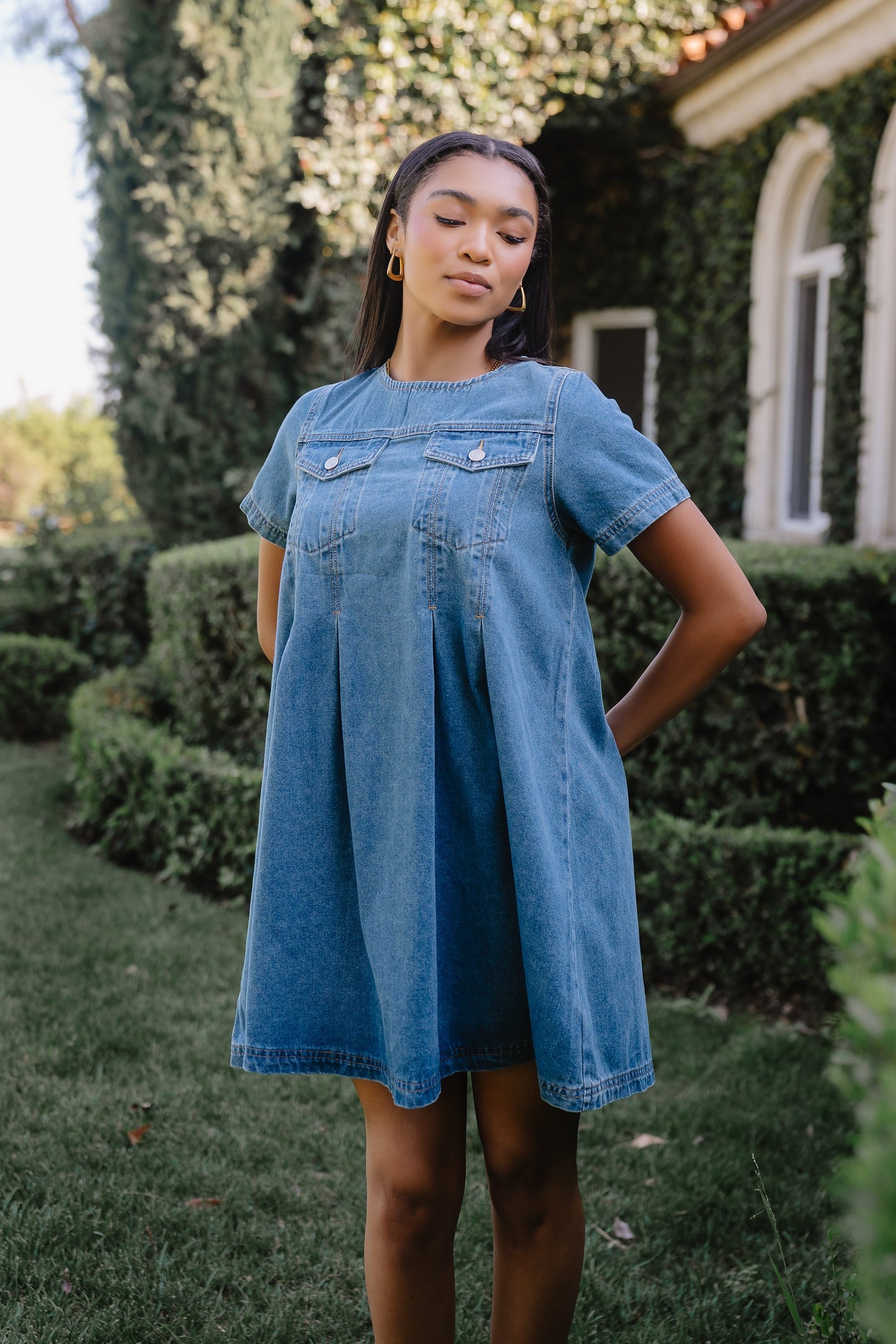 Zalara Denim Baby Doll Dress