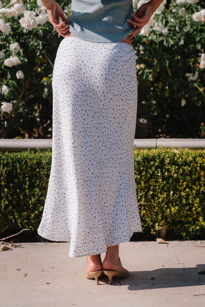 Moxie Floral Maxi Skirt in Off White