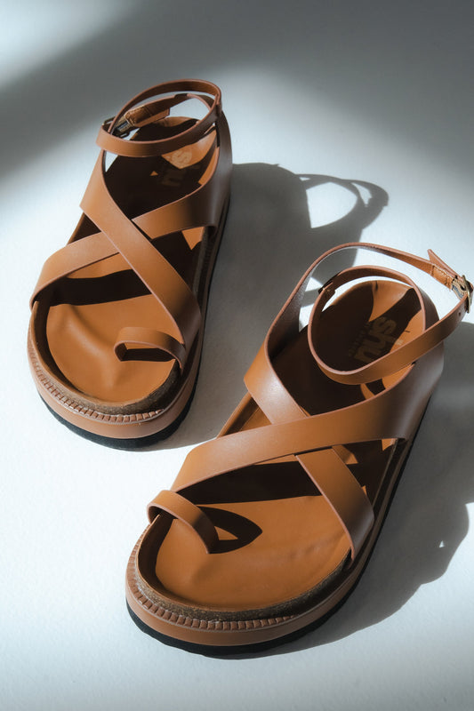 Carol Strappy Sandal in Tan