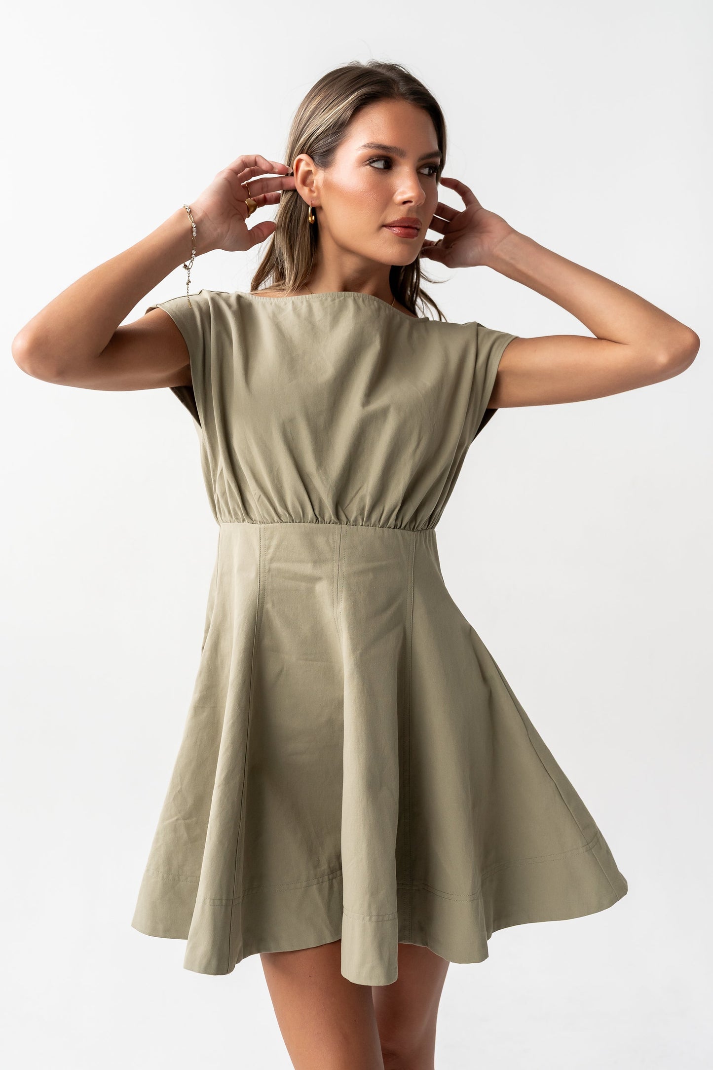 Kinzey Mini Dress in Olive