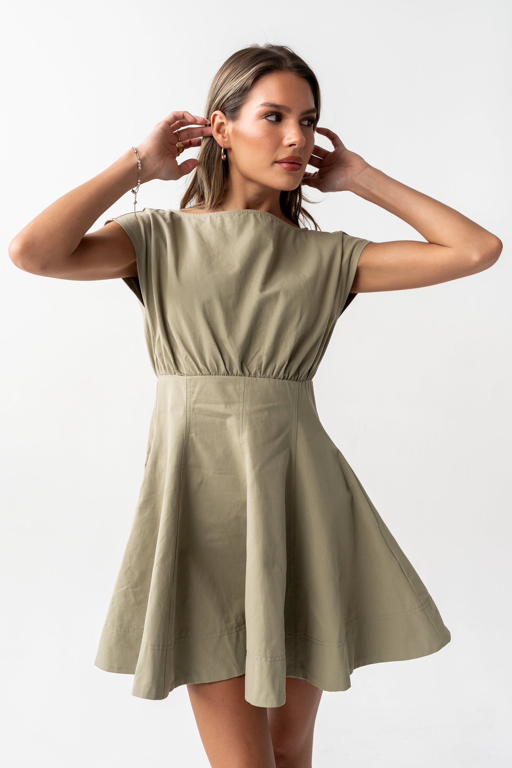 Kinzey Mini Dress in Olive