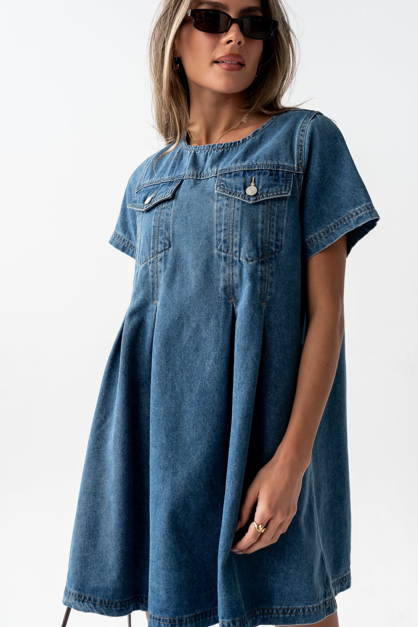 Zalara Denim Baby Doll Dress