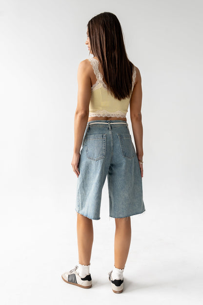 Haiden Lace Trim Tank in Yellow