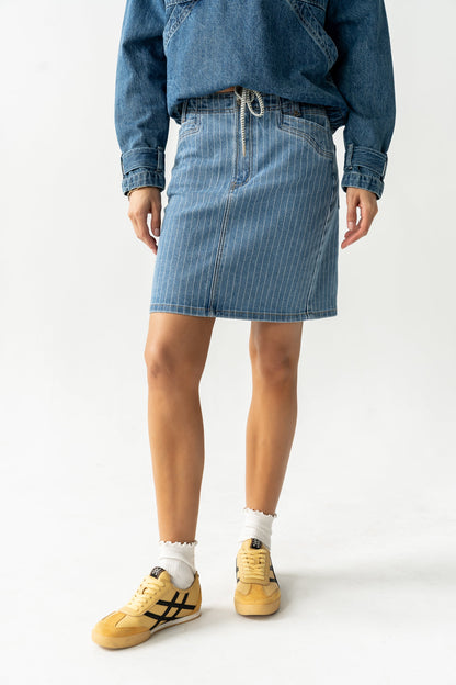 Parker Striped Denim Knee Length Skirt