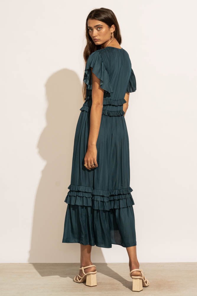 Willa Ruffle Dress in Teal - FINAL SALE