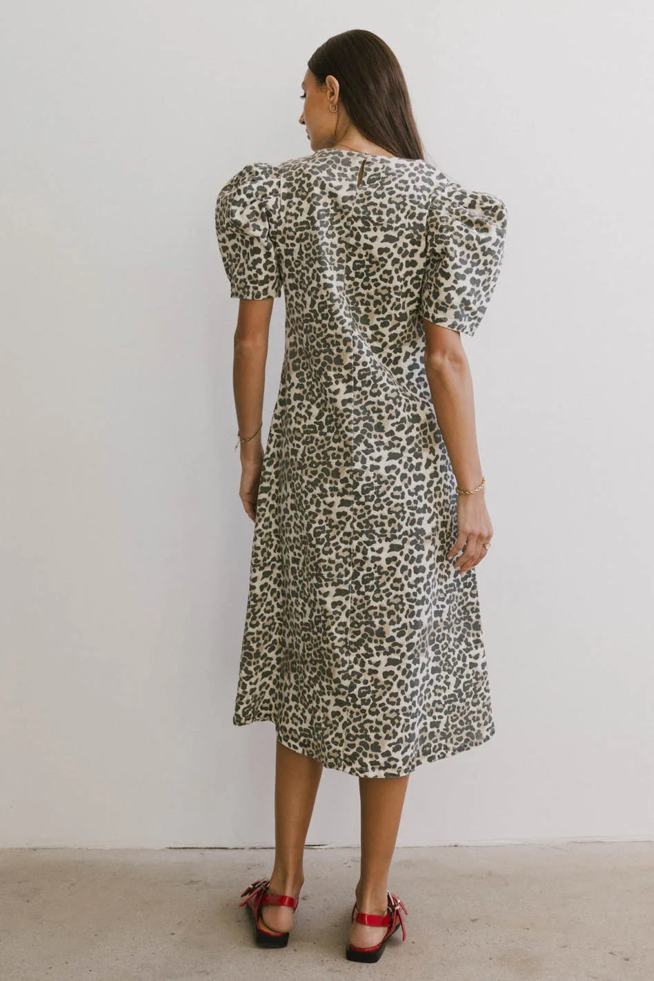 Campbell Denim Dress in Leopard - FINAL SALE