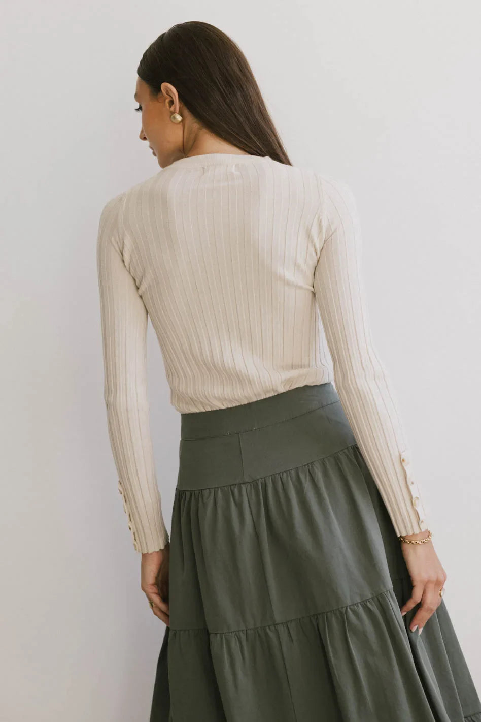 Lonnie Button Sleeve Sweater in Oatmeal - FINAL SALE