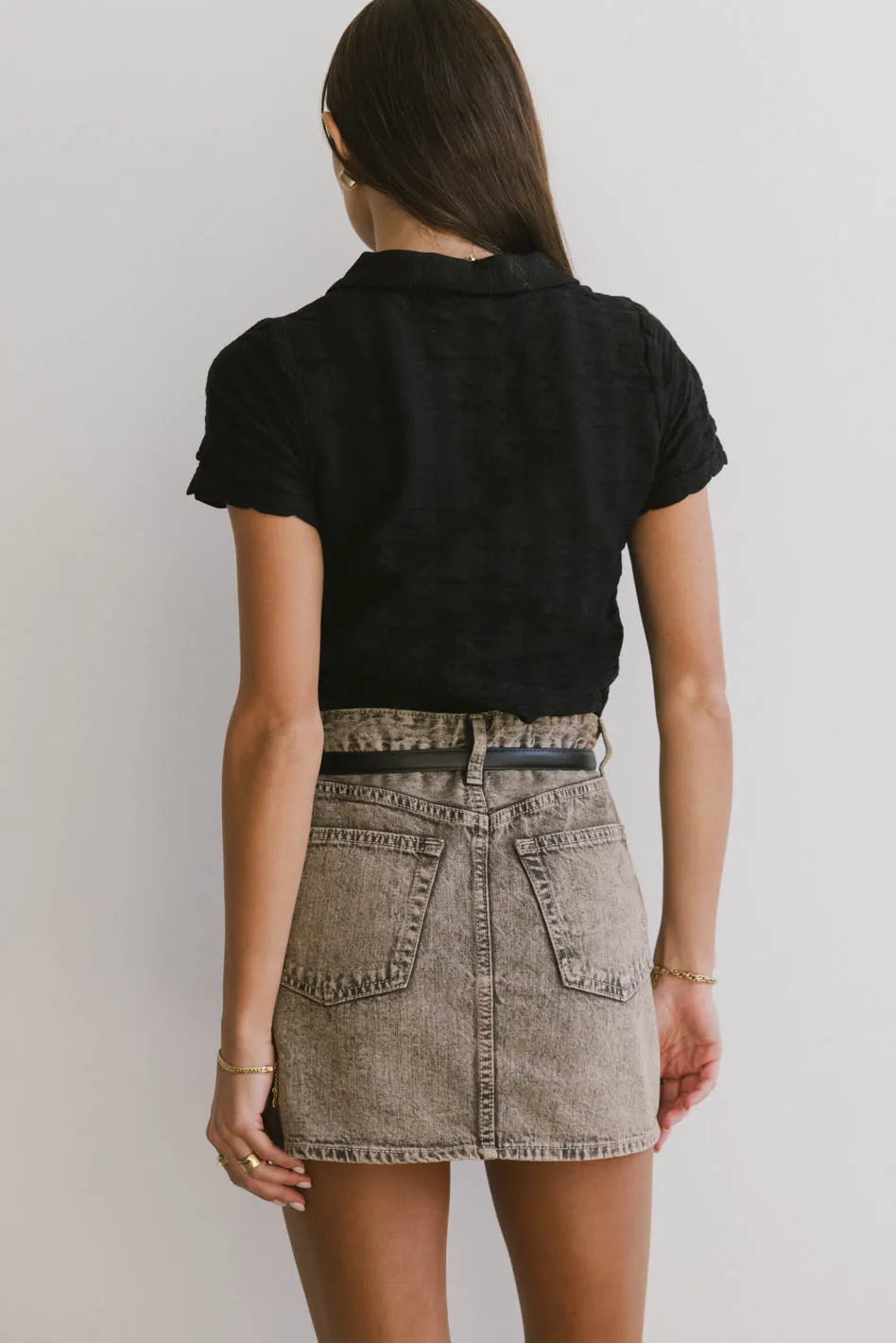 Berenice Textured Button Up in Black - FINAL SALE