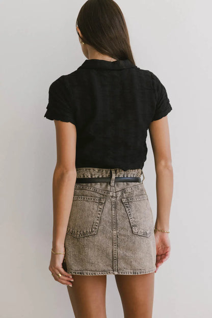 Berenice Textured Button Up in Black - FINAL SALE