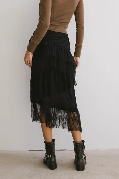 Where I Belong Midi Skirt in Black - FINAL SALE