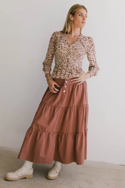 Luna Tiered Maxi Skirt in Mauve - FINAL SALE