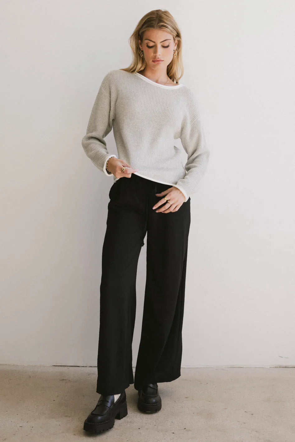 Mandy Contrast Sweater in Grey - FINAL SALE