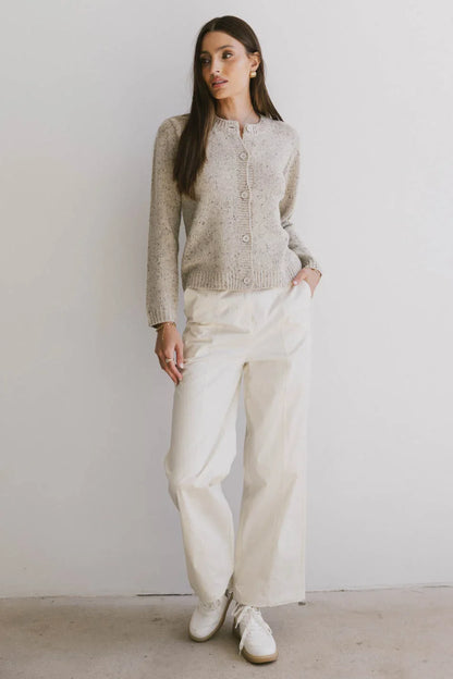 Frank and Oak Emma Wide Leg Pant in Cream - FINAL SALE