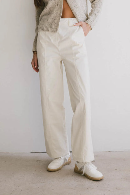 Frank and Oak Emma Wide Leg Pant in Cream - FINAL SALE
