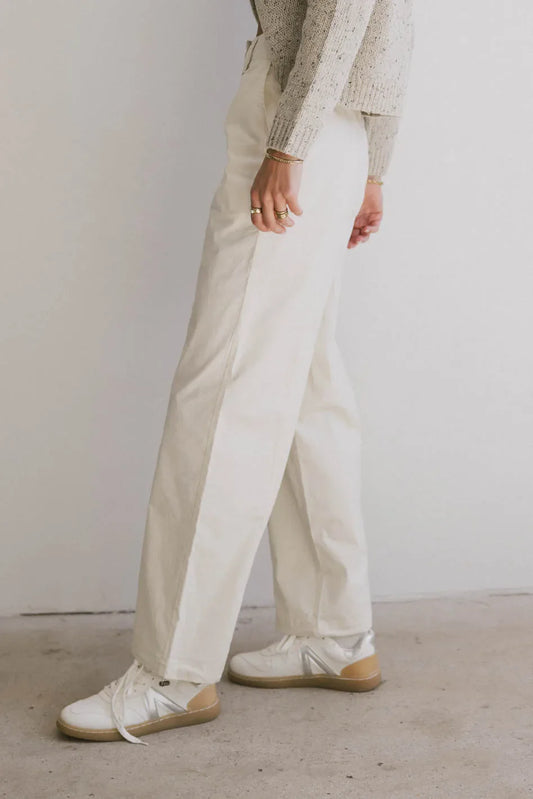 Frank and Oak Emma Wide Leg Pant in Cream - FINAL SALE