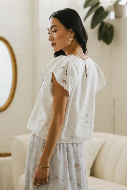 Myra Embroidered Blouse in Ivory - FINAL SALE