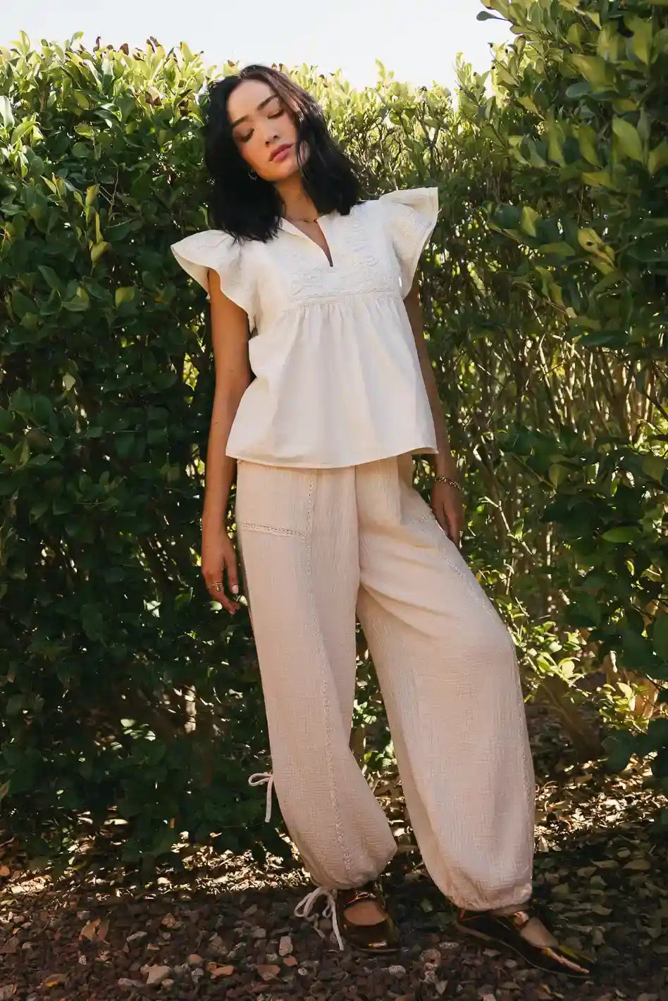 Avery Crinkle Joggers in Oatmeal - FINAL SALE