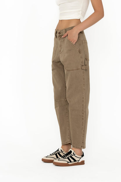 Scottie Barrel Jeans in Tan - FINAL SALE