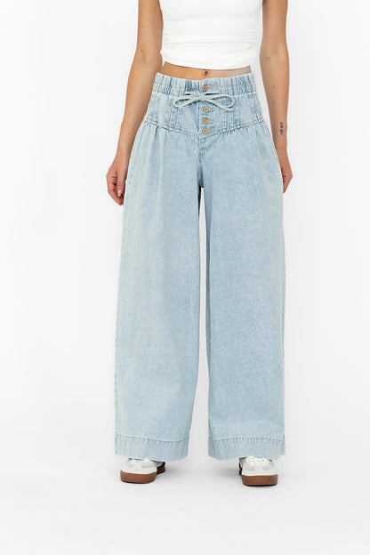 Melanie Wide Leg Pants in Light Wash - FINAL SALE