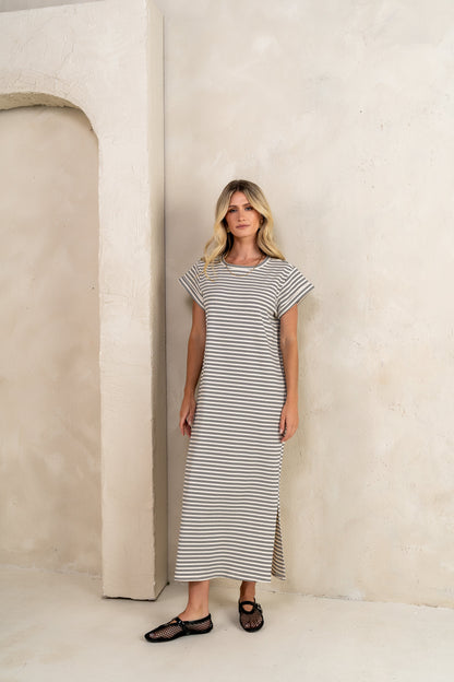 Esme Striped Maxi Dress in Black - FINAL SALE