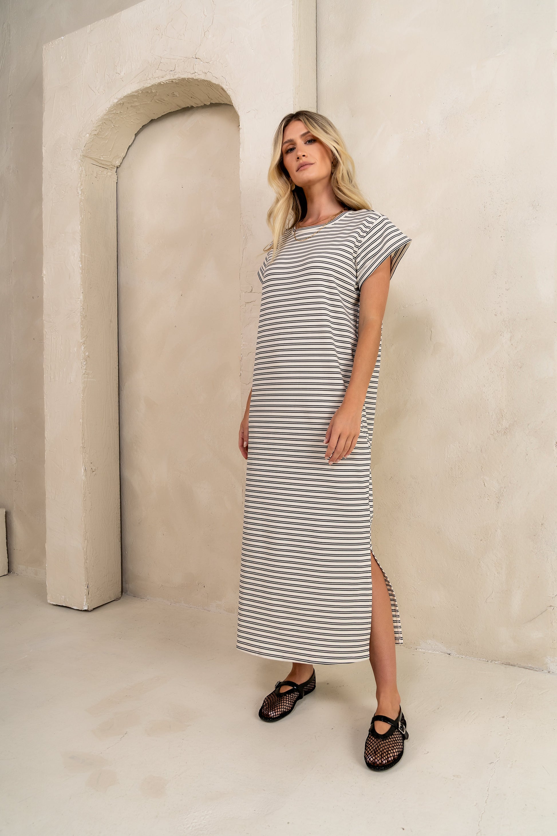 Esme Striped Maxi Dress in Black - FINAL SALE