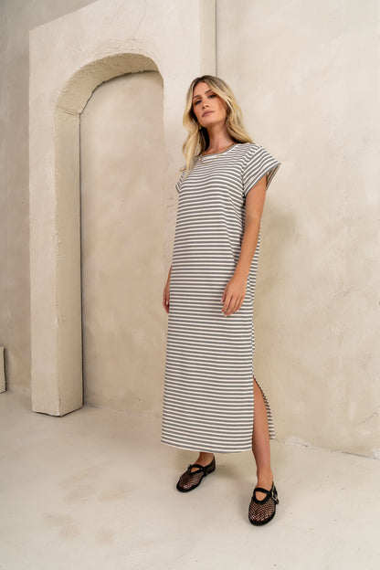 Esme Striped Maxi Dress in Black - FINAL SALE