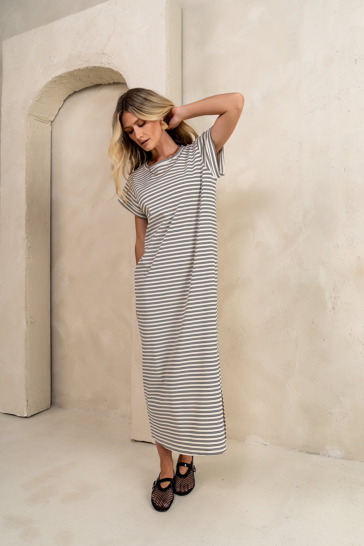 Esme Striped Maxi Dress in Black - FINAL SALE