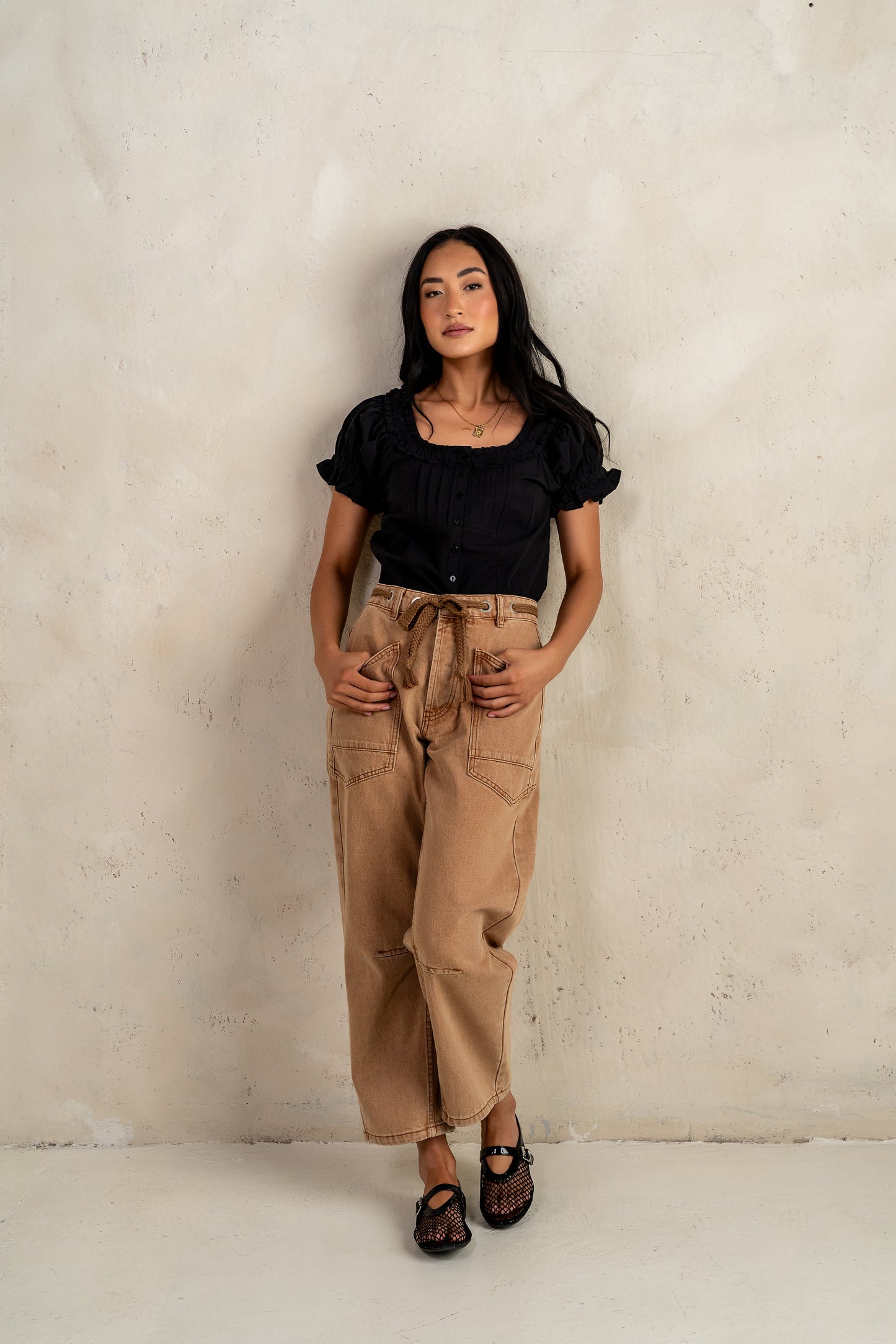Jocelyn Barrel Jeans in Rust - FINAL SALE