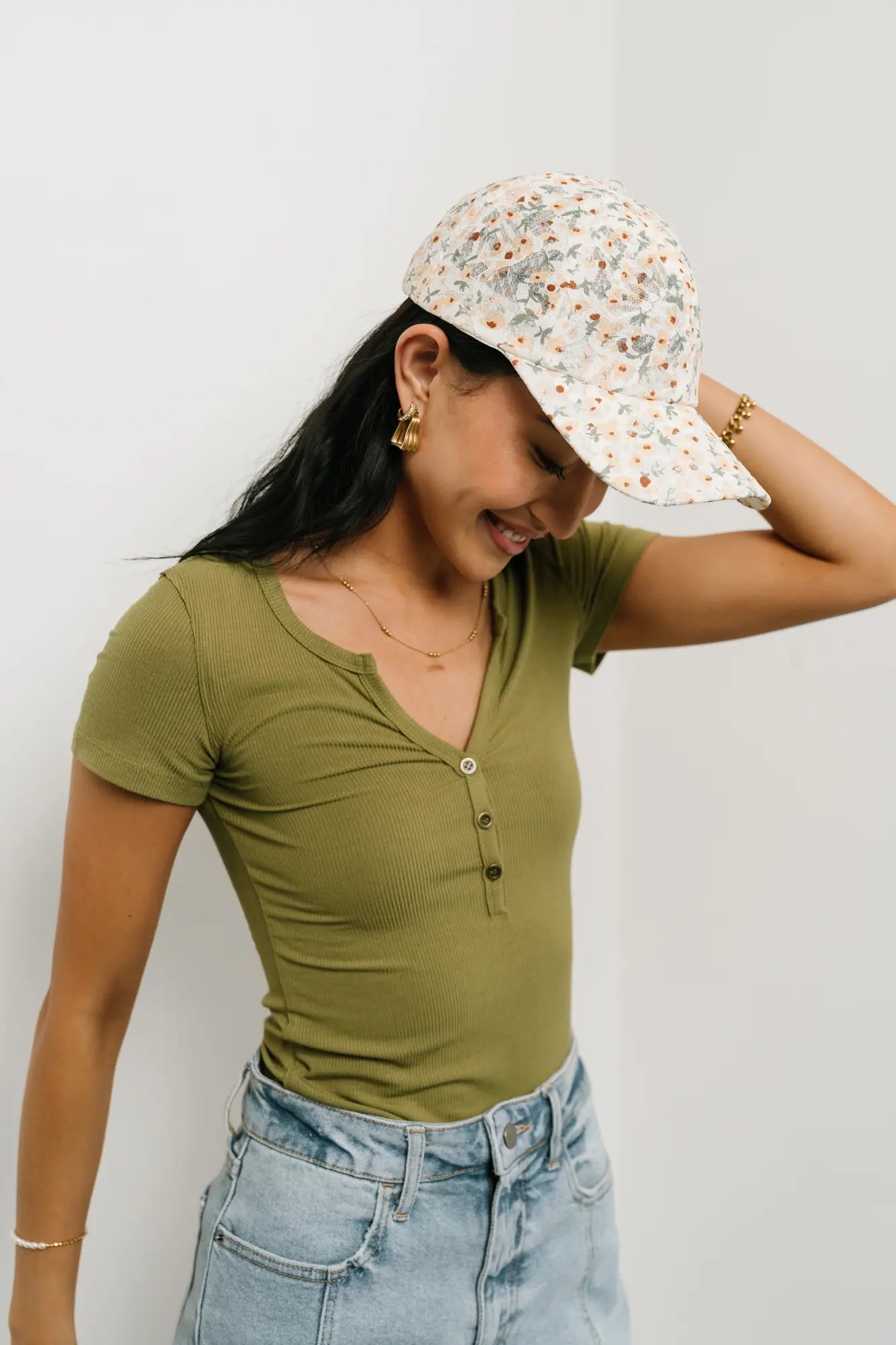 Floral Baseball Cap in Yellow - FINAL SALE