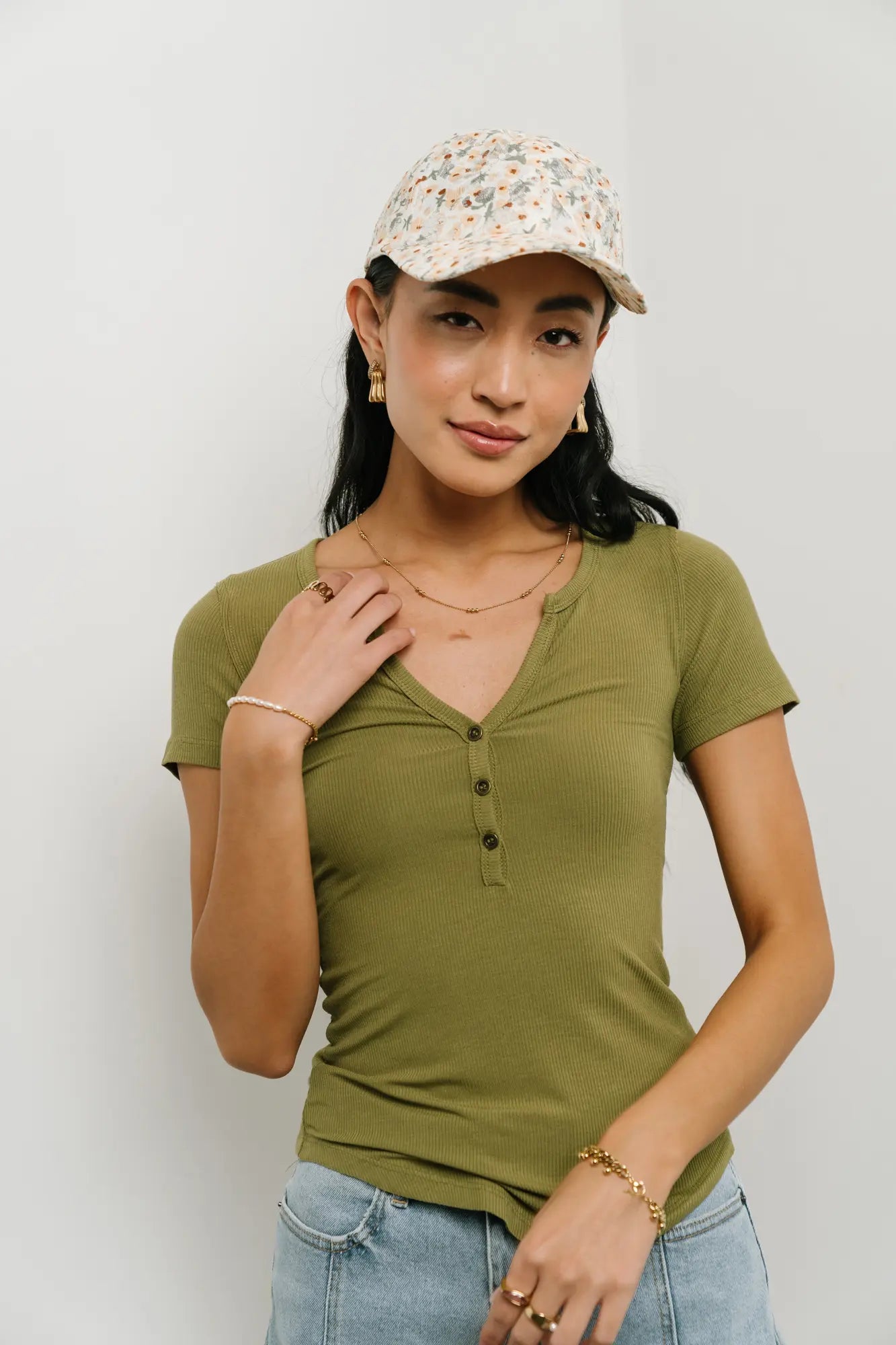 Serena Henley Top in Moss - FINAL SALE