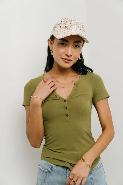 Serena Henley Top in Moss - FINAL SALE