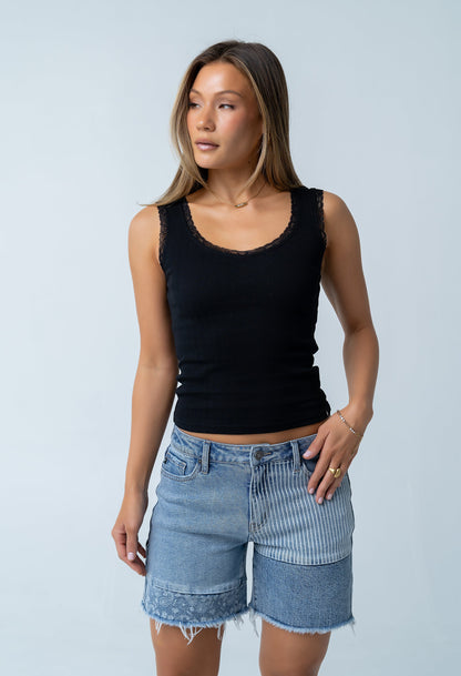 Mackie Lace Trim Tank in Black