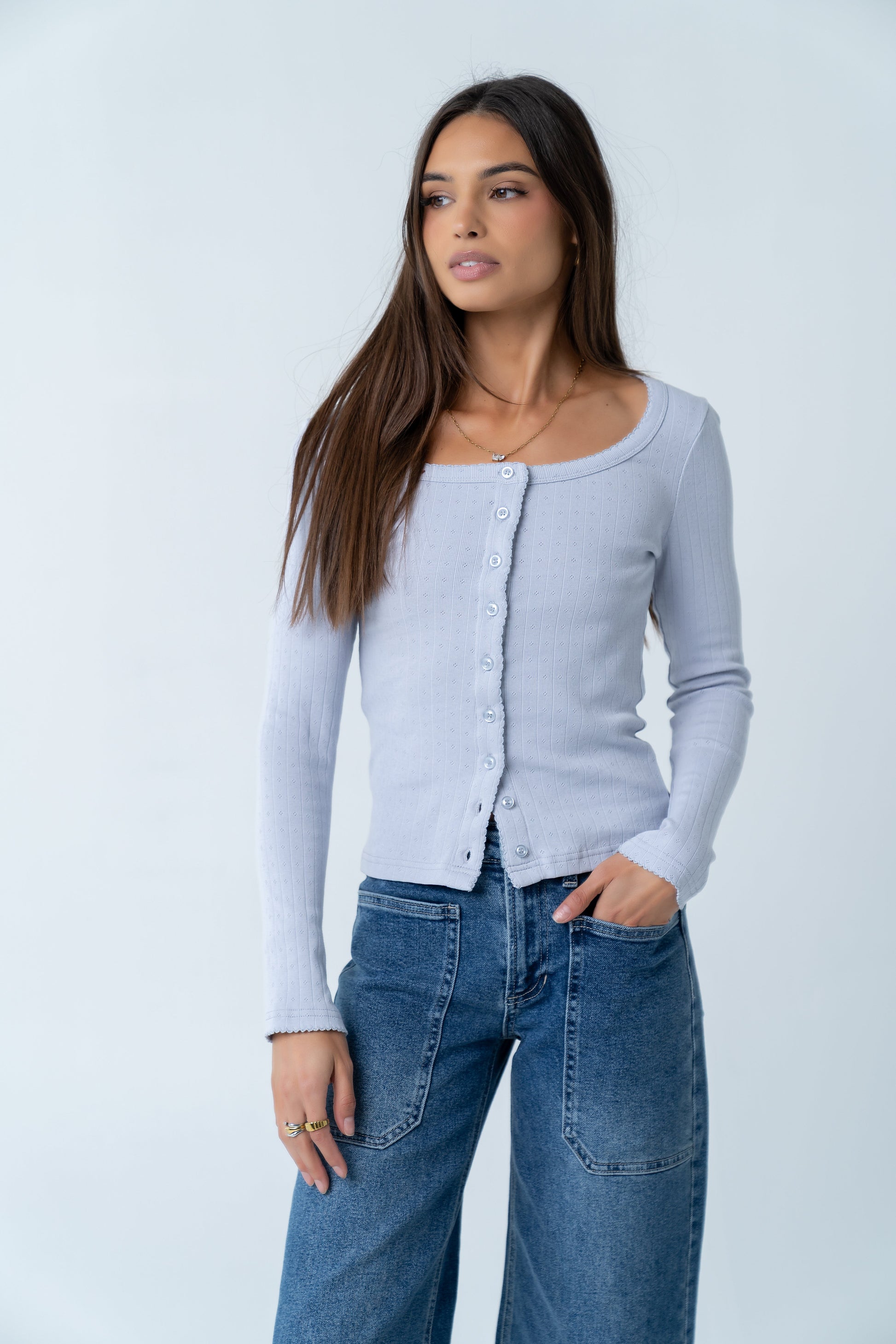 Pura Knit Top in Blue