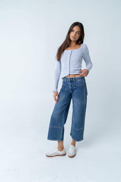 Mylah Wide Leg Jeans in Medium Wash