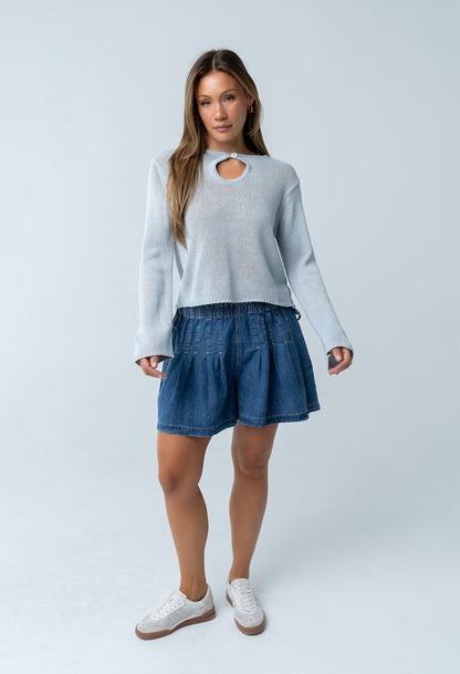 Reika Pleated Denim Shorts