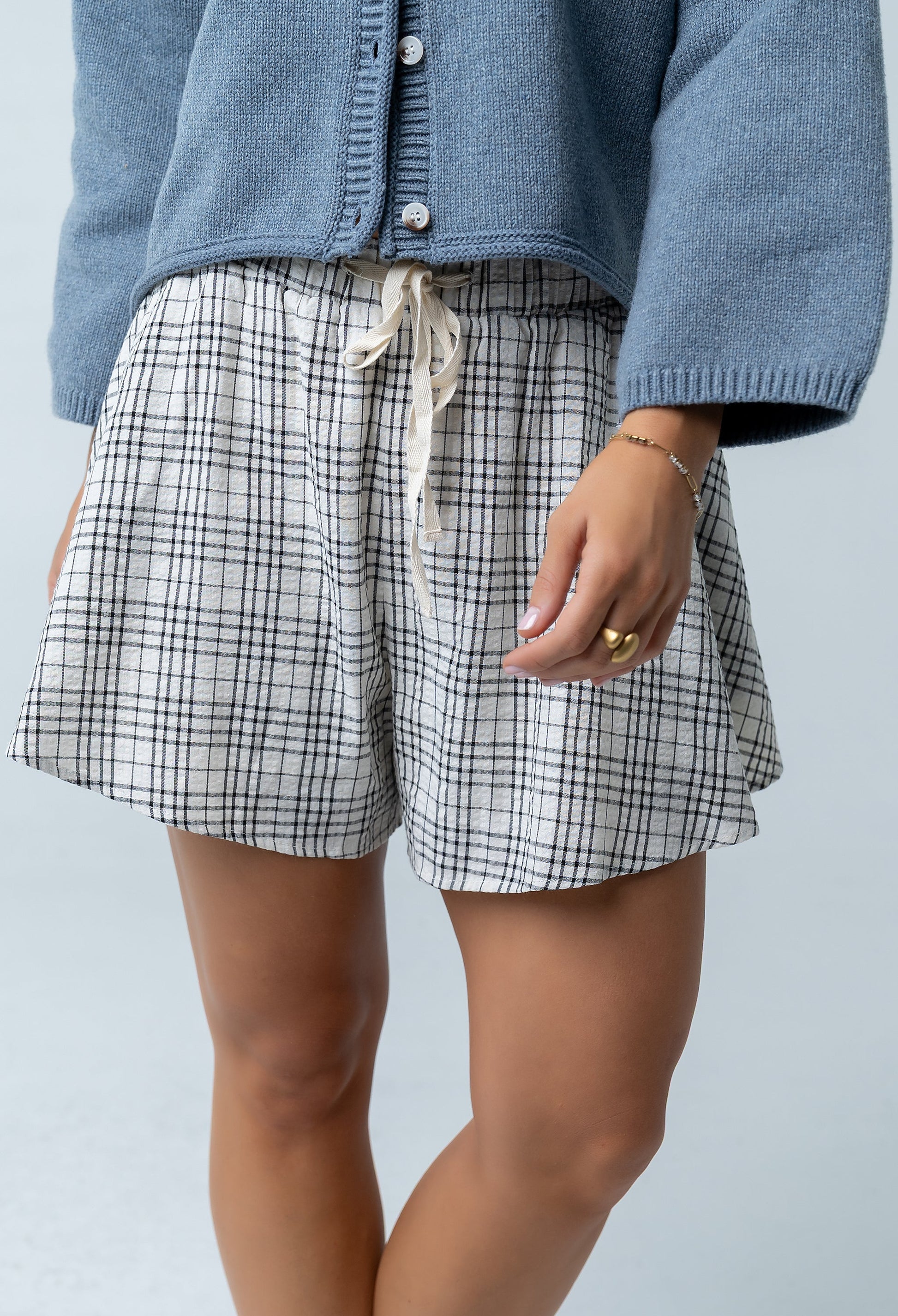 Katherine Plaid Shorts in Black