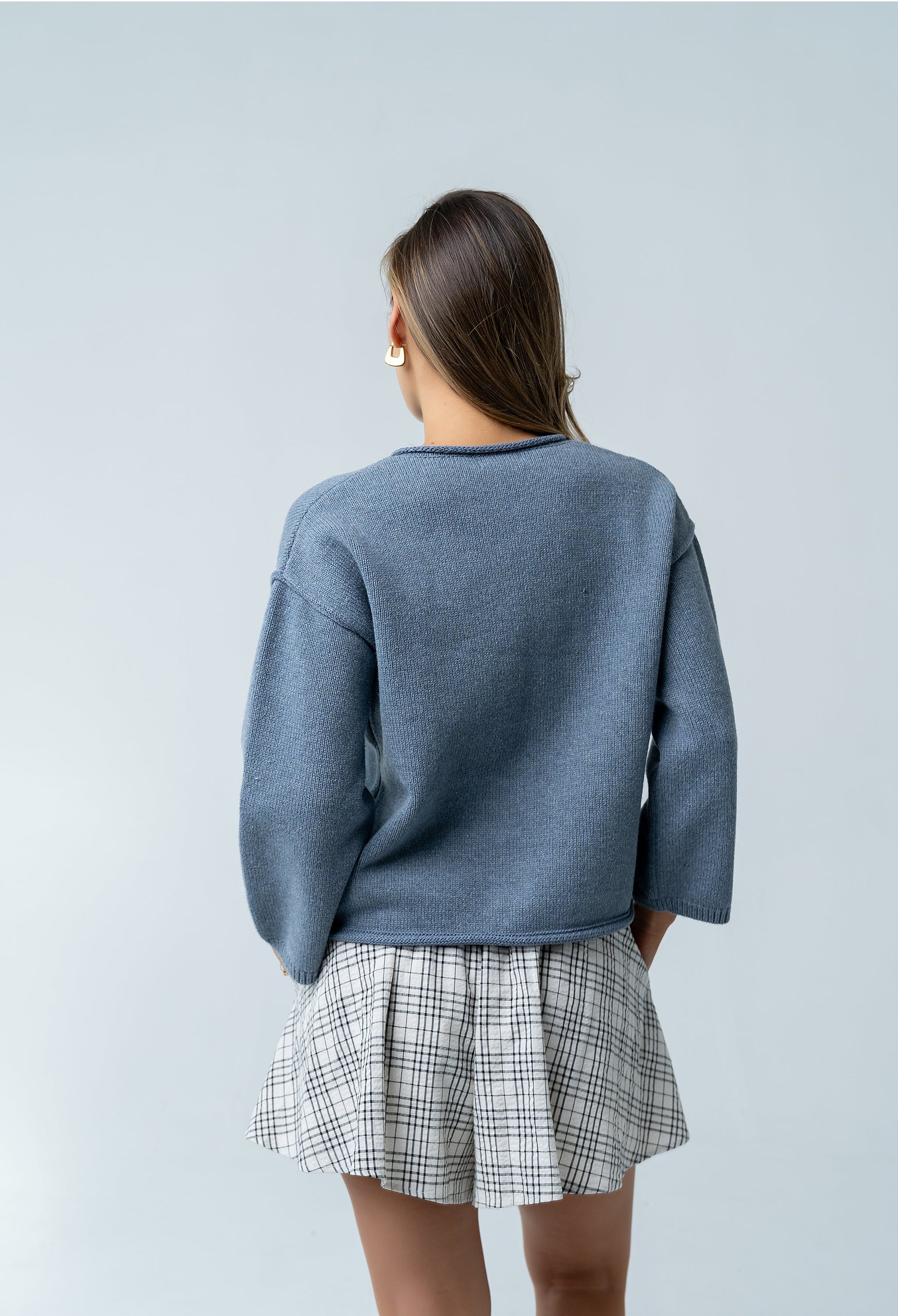 Carlie Knit Cardigan in Light Blue