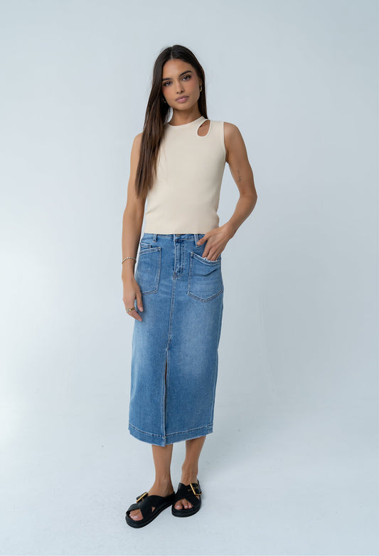 Landry Denim Midi Skirt