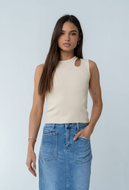 Ollie Cutout Tank Top in Yellow
