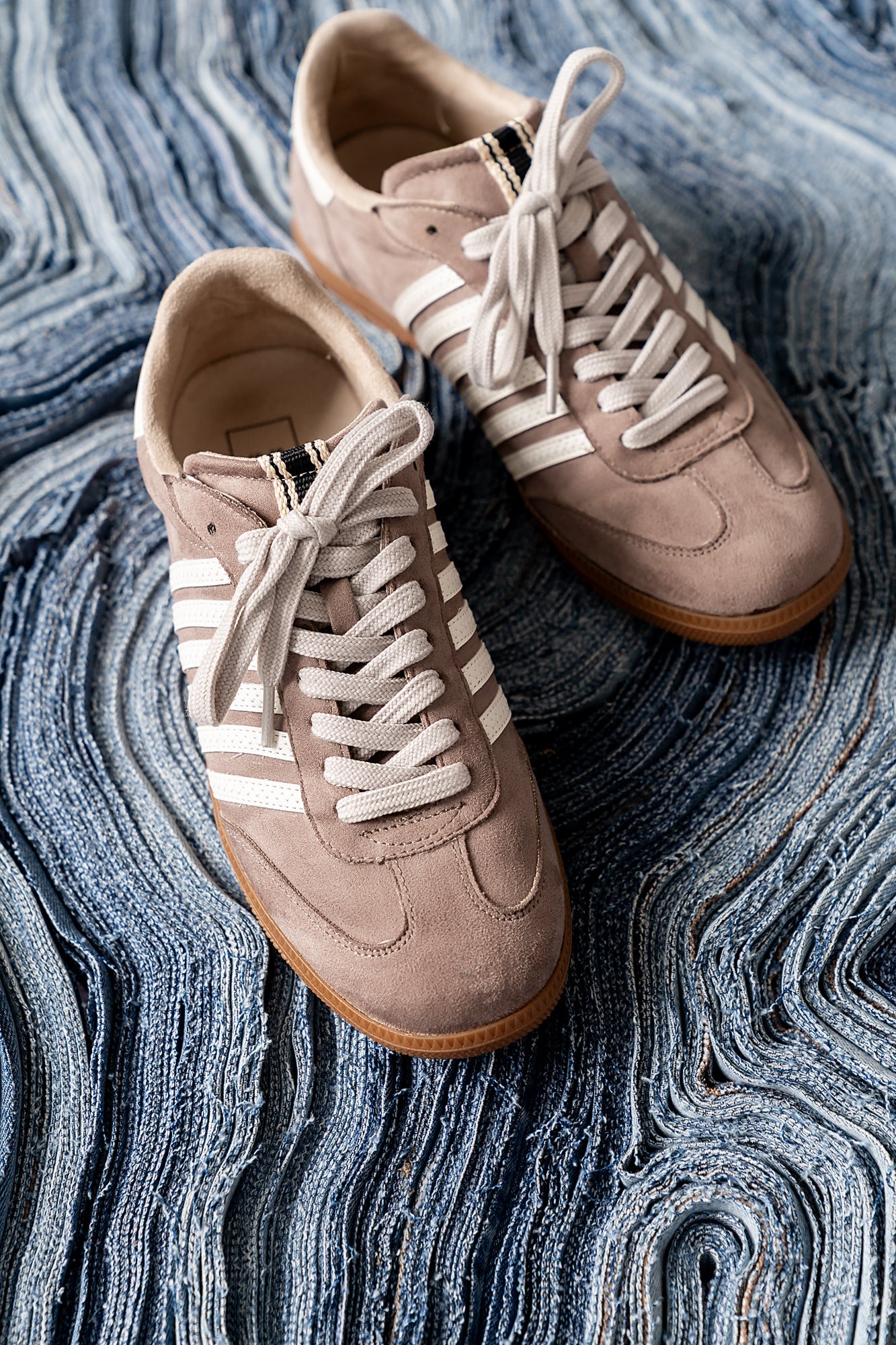 Stevie Striped Sneaker in Taupe - FINAL SALE