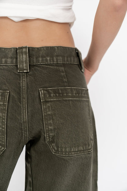Scottie Barrel Jeans in Olive - FINAL SALE
